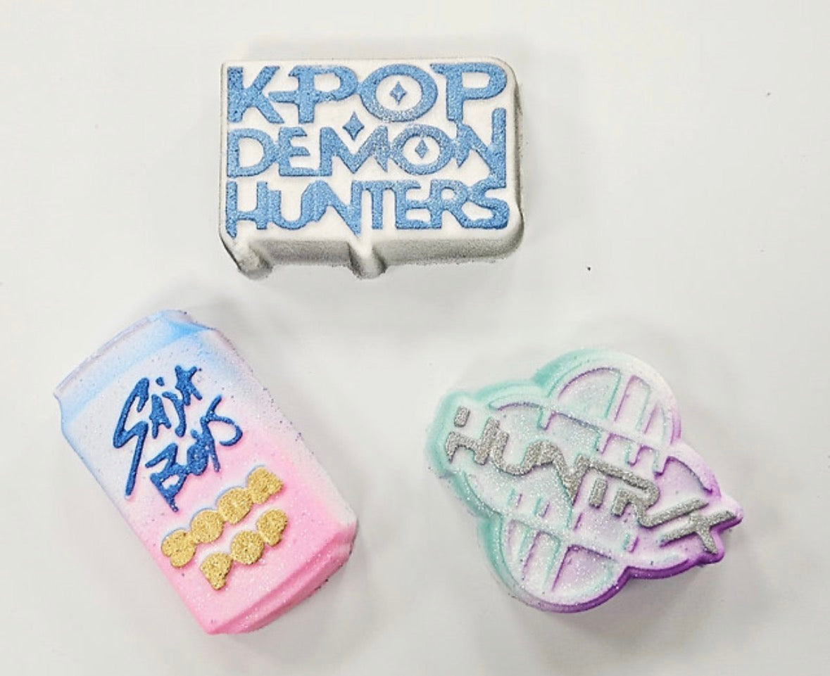 kpop demon hunter bath bombs - logos