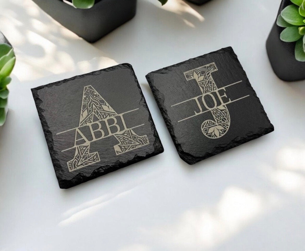 Personalised Initial & Name Slate Coaster