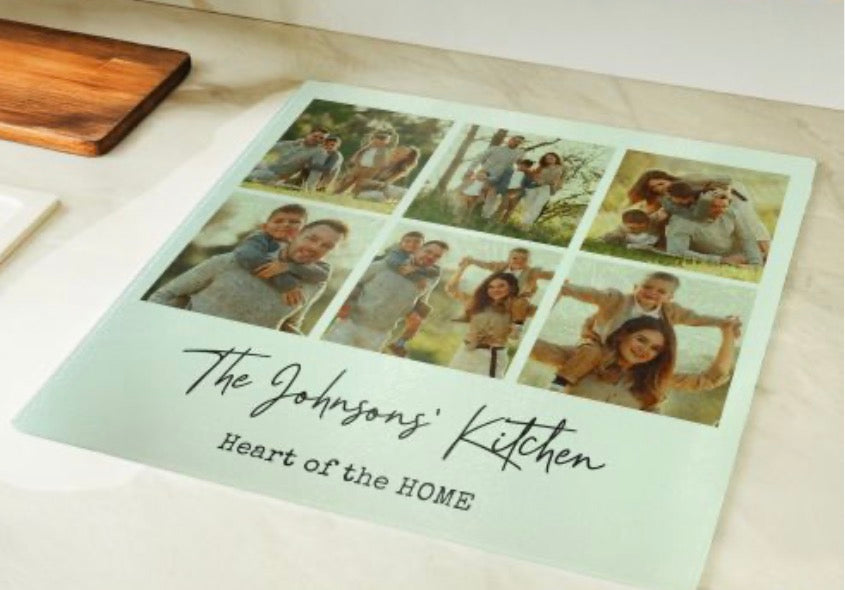Personalised Photo Upload Glass Chopping Board