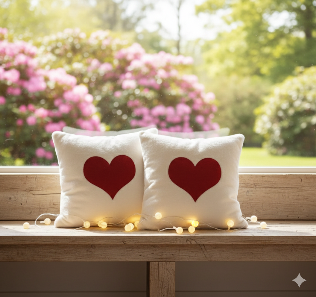 Valentines Heart Cushion covers X2
