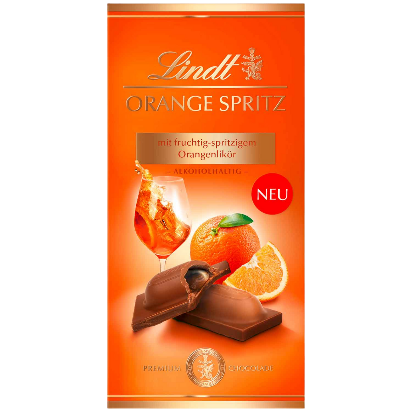 Lindt | Orange Spritz Milk Chocolate | 100g Liqueur Bar | Aperol