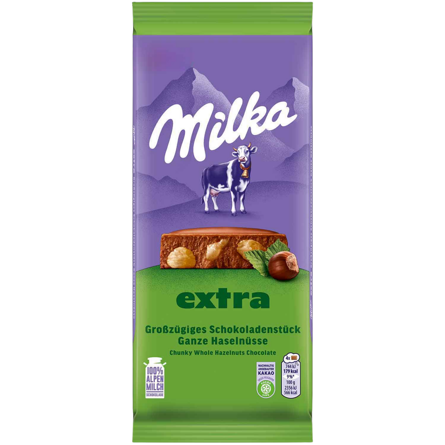 Milka Extra | Whole Hazelnut Milk Chocolate | 190g Bar | BB 26.8.26