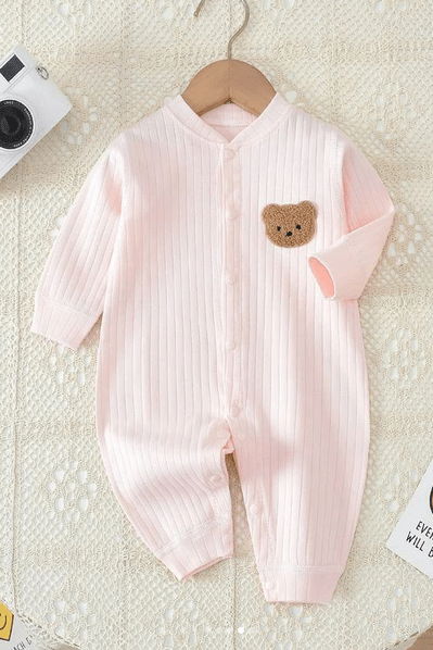 Bear Romper Ribbed 100% Cotton