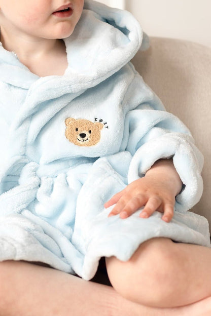 COZY Bear Hooded Dressing Gown Bear Ears - Blue