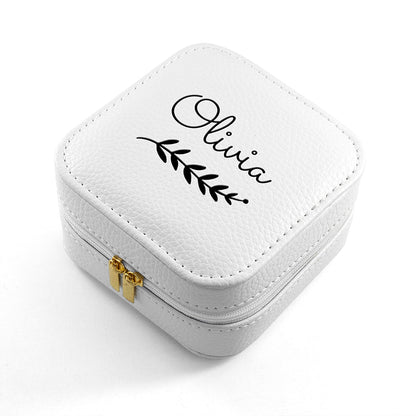 Personalised Wreath White Travel Jewellery Case