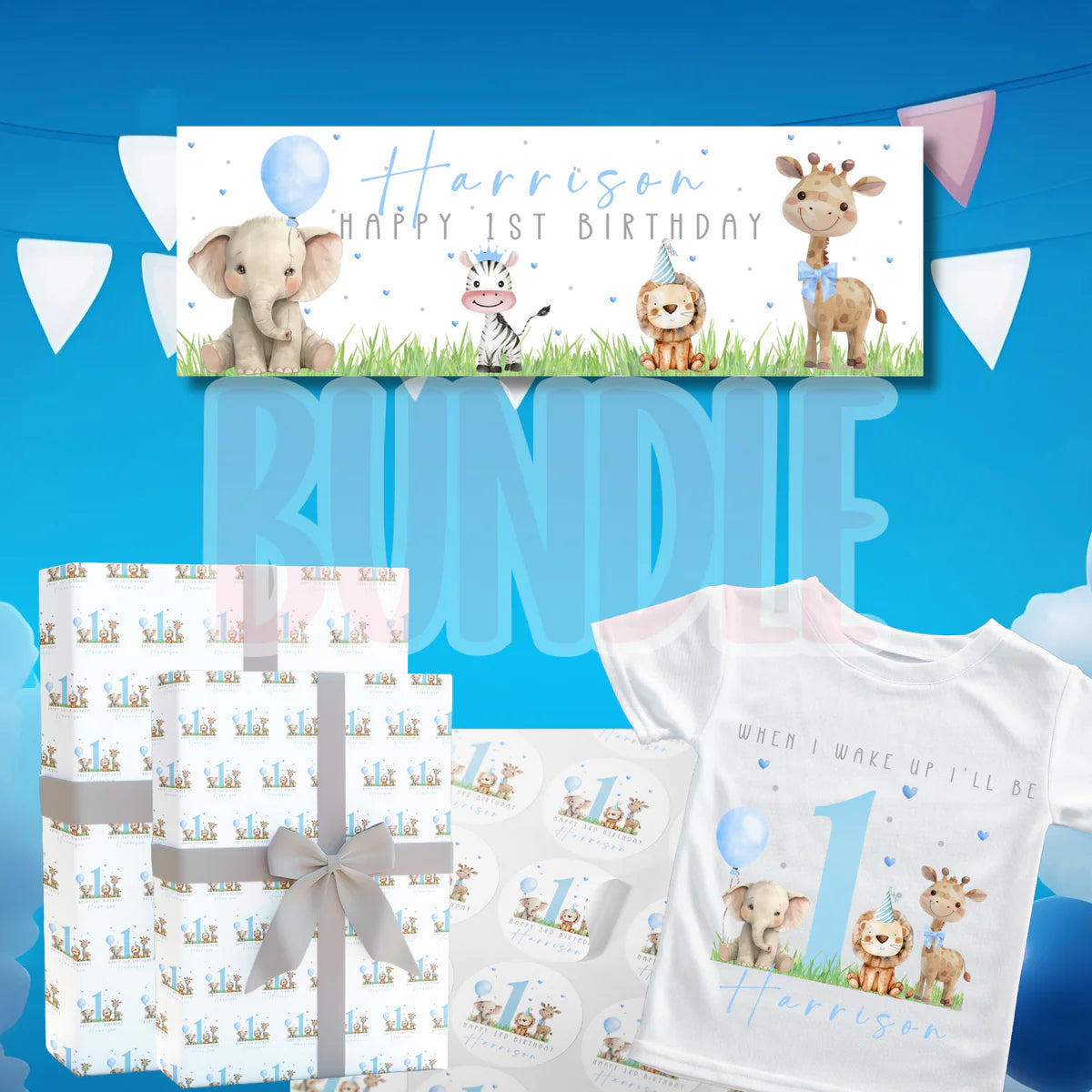 Personalised safari birthday bundle - small