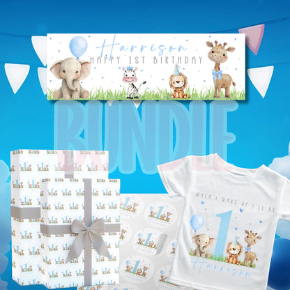 Personalised safari birthday bundle - small