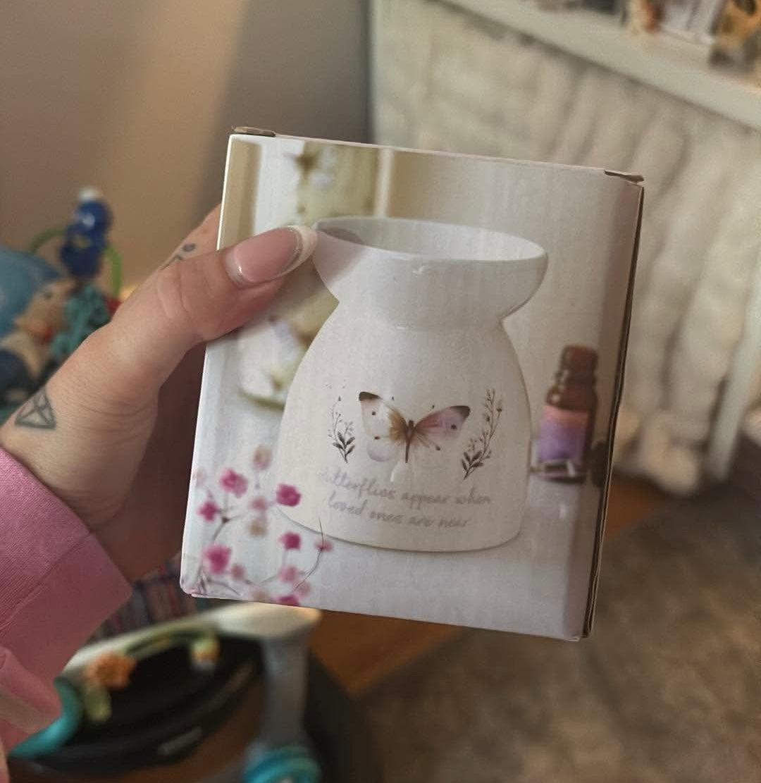 "Butterflies appear when loved ones are near" wax burner
