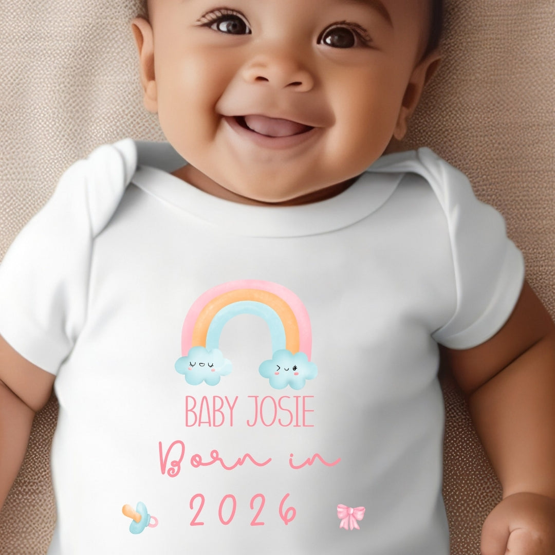 Personalised Born in 2026 Rainbow Outfit