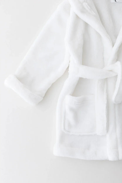 COZY Bear Hooded Dressing Gown Bear Ears - White
