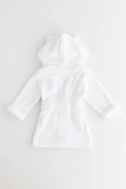 COZY Bear Hooded Dressing Gown Bear Ears - White