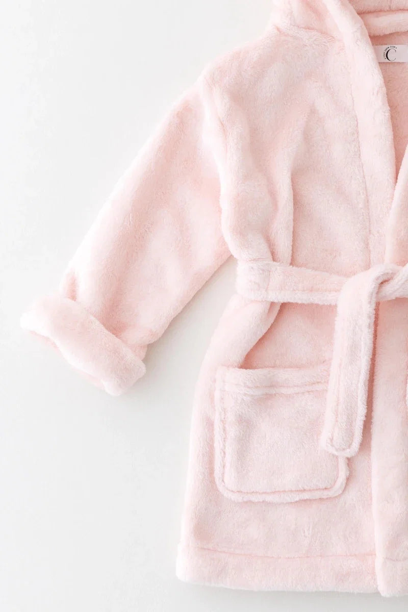 COZY Bear Hooded Dressing Gown Bear Ears - Pink