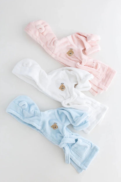 COZY Bear Hooded Dressing Gown Bear Ears - White