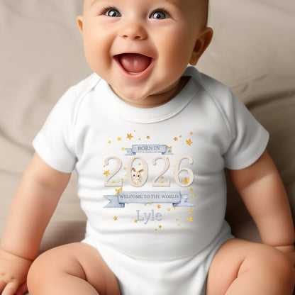 Personalised Welcome to the World 2026 Baby Outfit: Bib, Vest, Grow