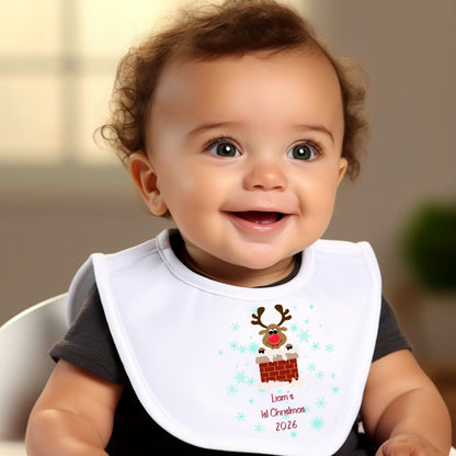 Personalised 1st Christmas Rudolph Baby Vest, Babygrow or Bib, Newborn Xmas Gift
