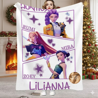 Personalised K-Pop demon hunters blanket throws