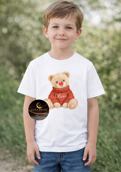 Personalised Teddy bear red nose day shirt