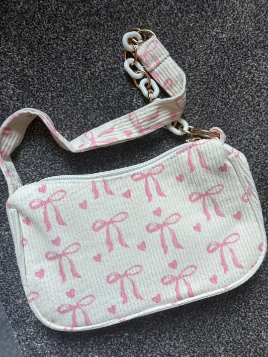white bow handbag - clearance