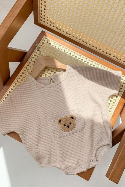 Waffle Bear Bodysuit Brown or Creme