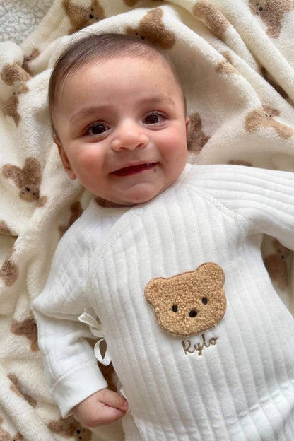 The Teddy Bear Boucle Wrap Baby Grow Romper
