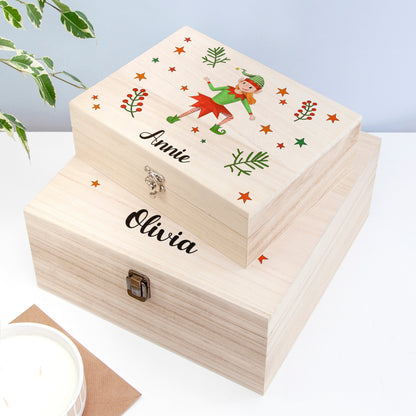 Personalised Girl Elf Christmas Eve Box