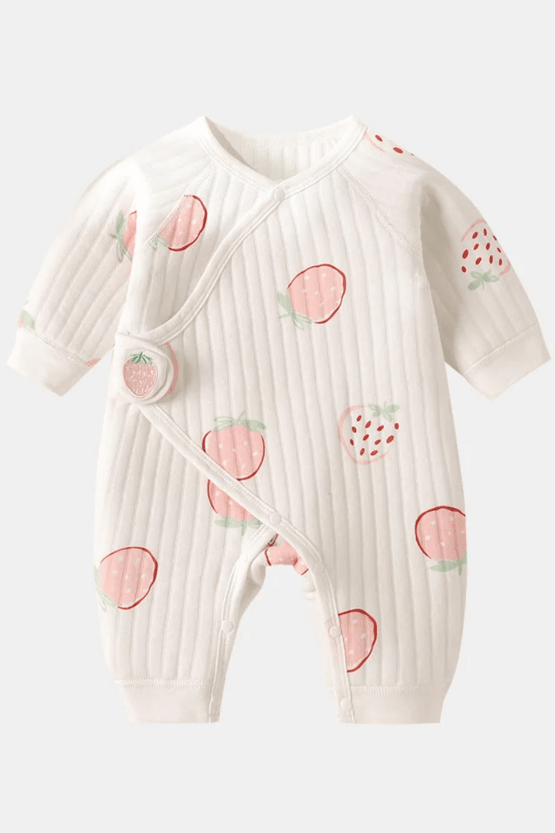 The Strawberry Boucle Wrap Baby Grow Romper