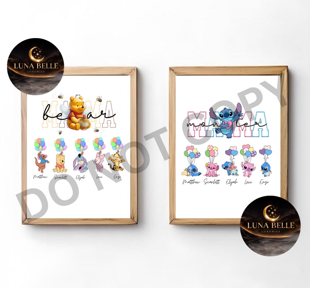 Personalised Disney inspired Mama Print designs