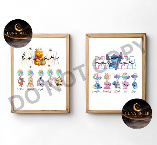 Personalised Disney inspired Mama Print designs