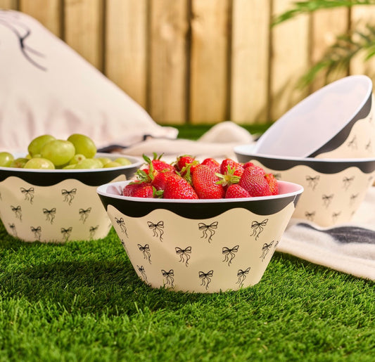 monochrome bow print bowls - 4 pack