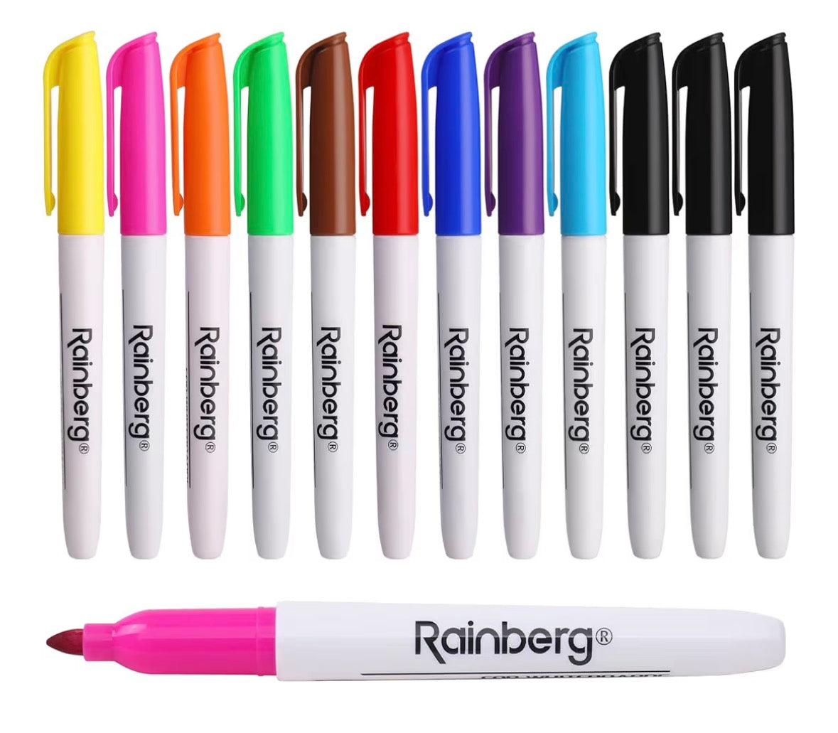 Multi colour white board pens - 12 pack
