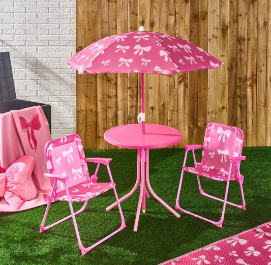 Bow Print Bistro 3 piece Set with Parasol