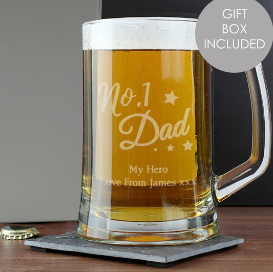 Personalised No.1 Dad Glass Pint