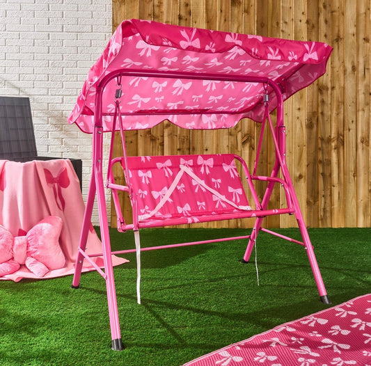 Kids Print Swing Bench with Canopy
