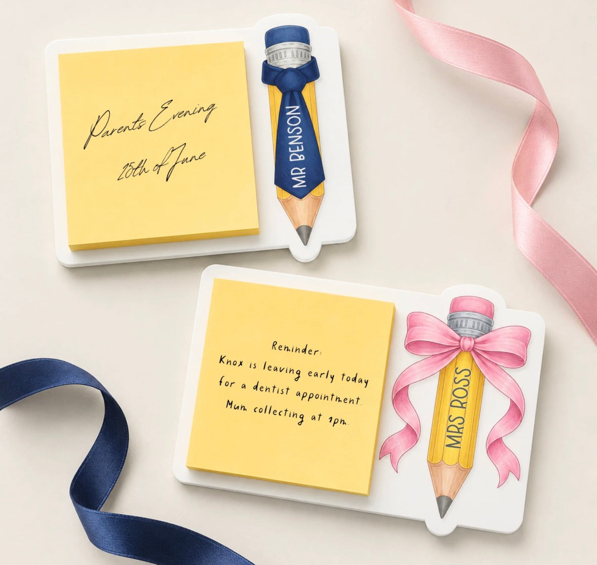 Personalised Pencil post it note holder teachers gift