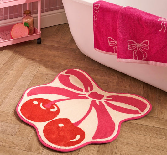 Cherry bow print bath mat - Preorder