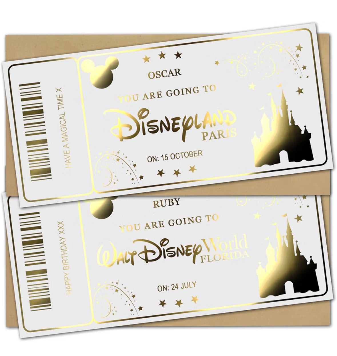 Personalised Dland Paris Metallic Foil Ticket