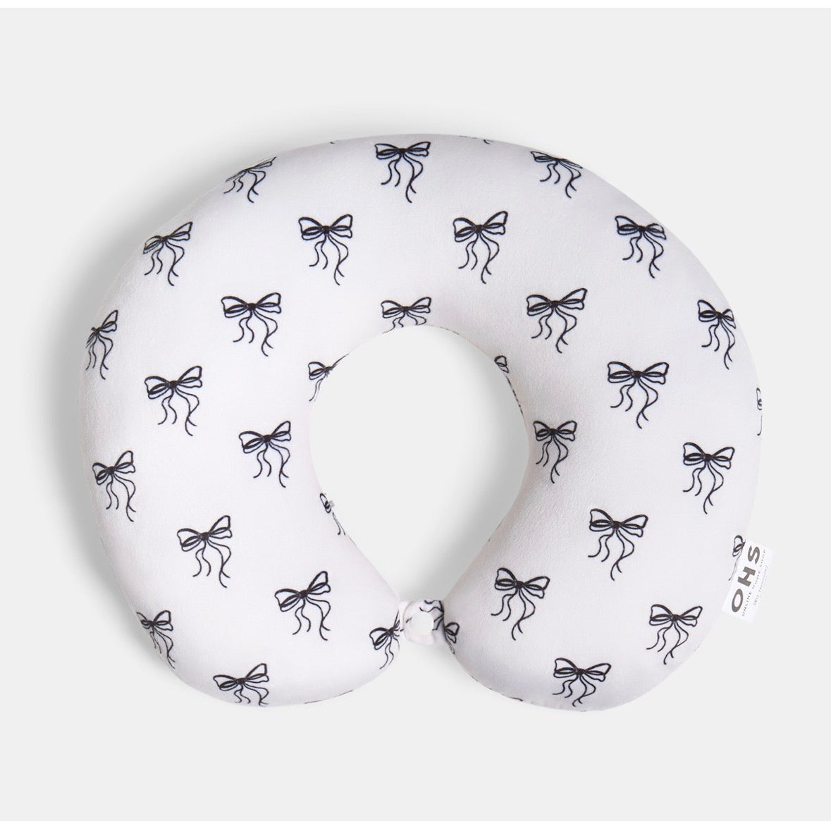 White bow print neck pillow