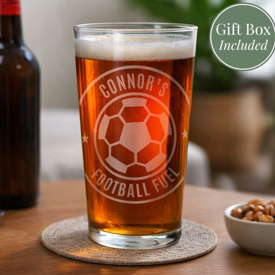 Personalised Football Badge Pint Glass