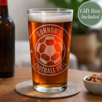 Personalised Football Badge Pint Glass