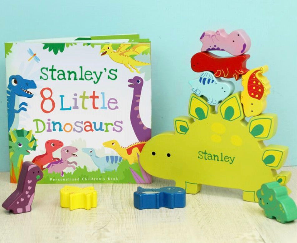 Personalised Dinosaur Book & Stacking Toy