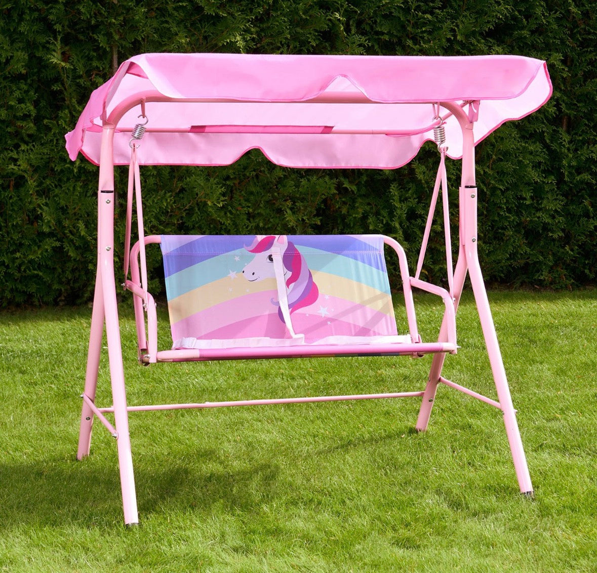 Kids Print Swing Bench with Canopy
