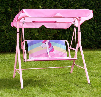 Kids Print Swing Bench with Canopy