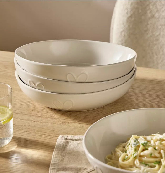 heart print pasta bowls - 4 pack