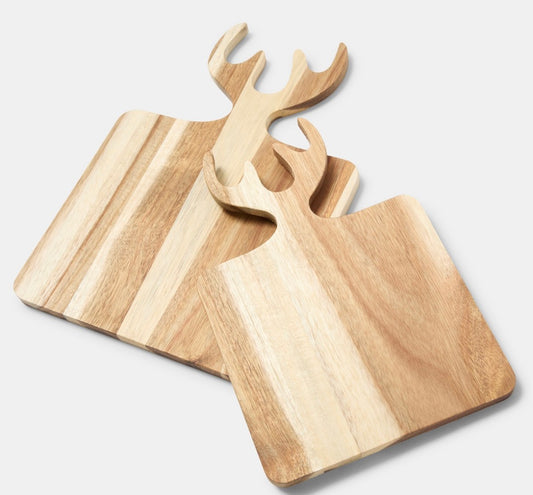 Reindeer Wooden Serving Board, Natural - 2 Pack (Preorder)