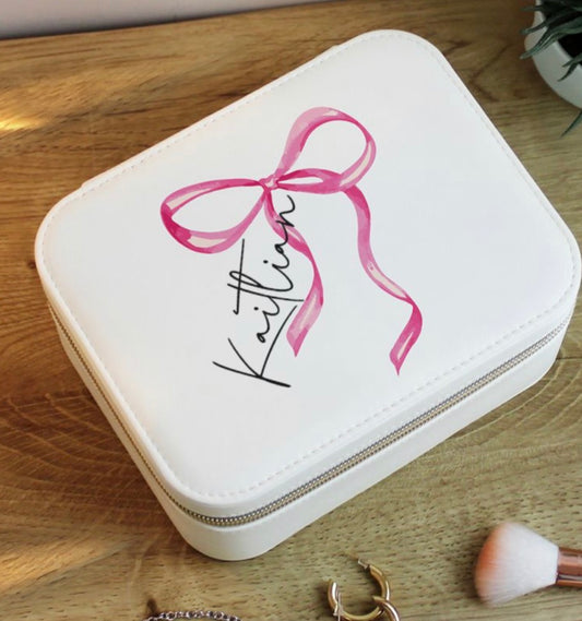 Personalised Bow Travel Jewellery Box