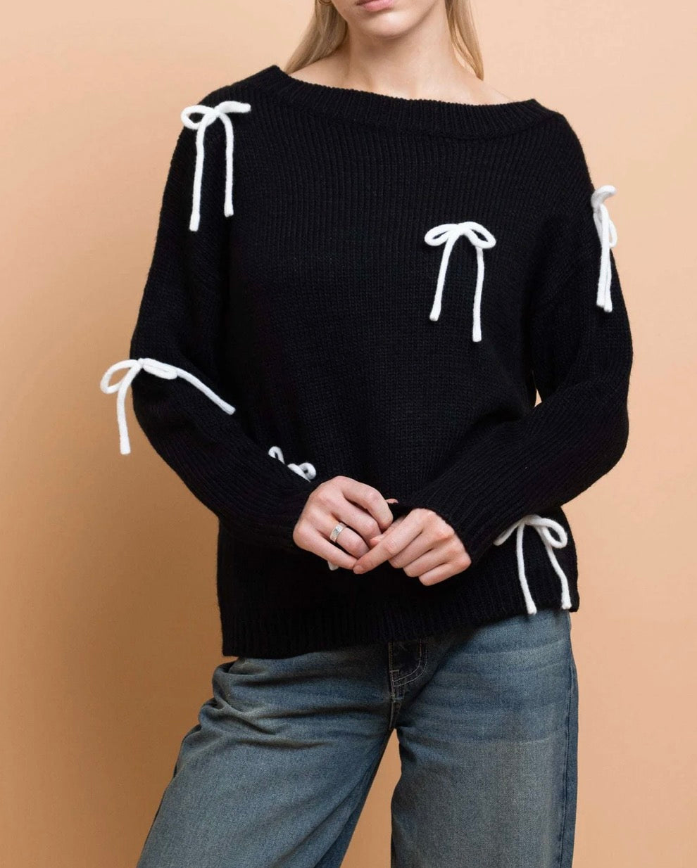 Black bow jumper