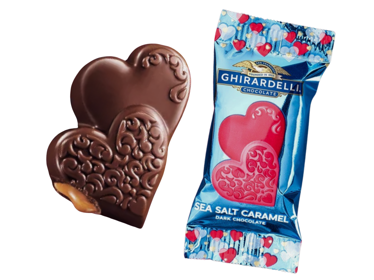 Ghirardelli Salted Caramel Dark Chocolate Duo Hearts