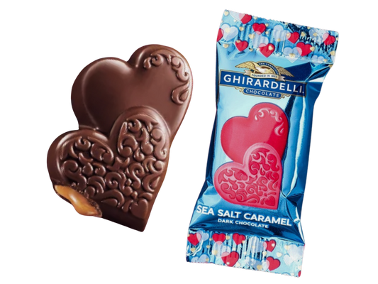 Ghirardelli Salted Caramel Dark Chocolate Duo Hearts