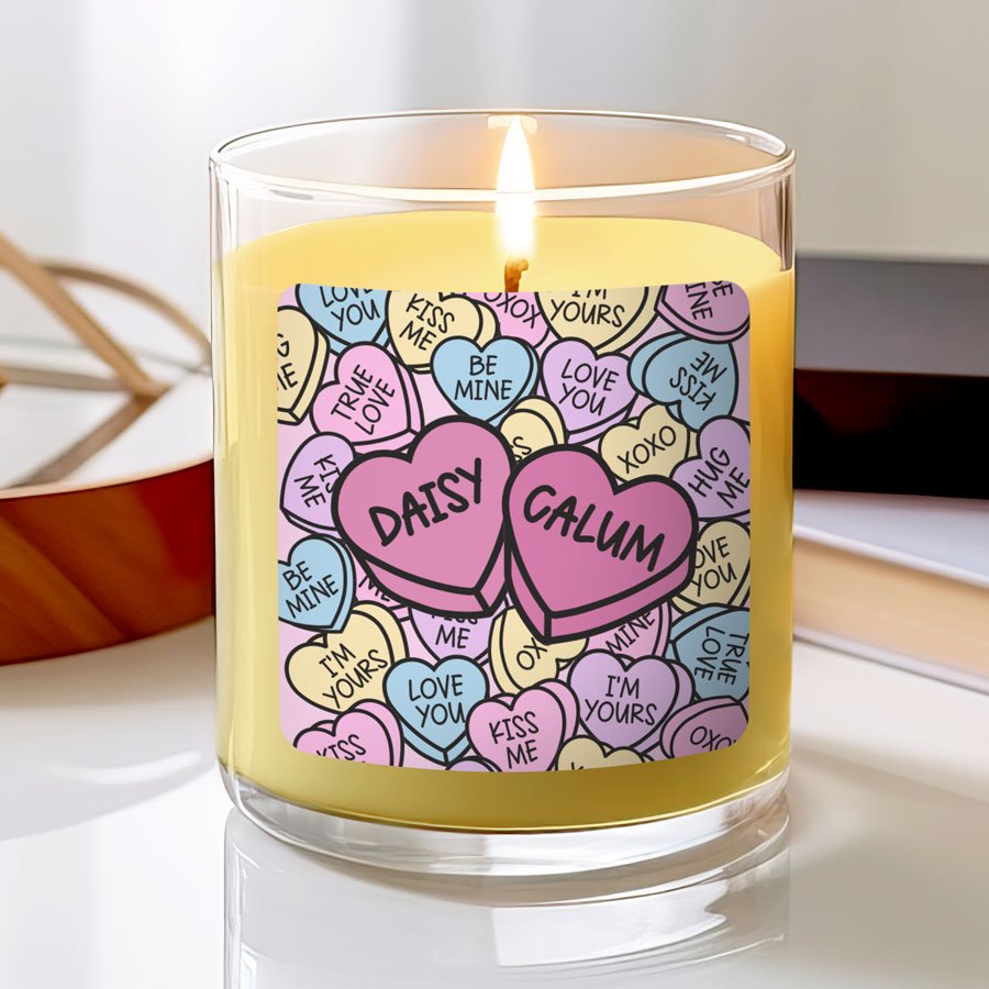 Personalised Hearts Candle