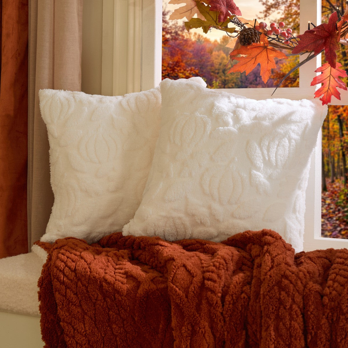 Tufted Pumpkin Autumn Cushion Covers - 2 pack